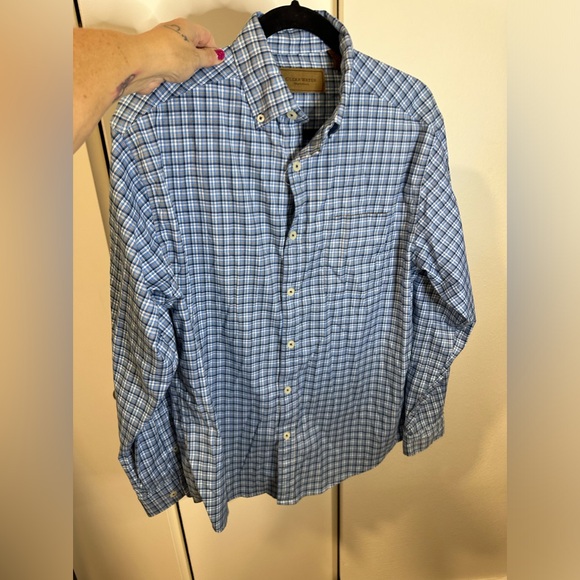 Clear Water Outfitters Men's Blue Plaid Medium Cotton Button-Down Shirt - Picture 8 of 9